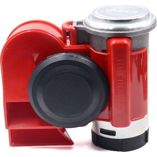 Twin Dual Tone Compact Air Loud Horn 12V 110-125db Compressor Red Black color Car Motorcycle Horn Accessories Relay Socket