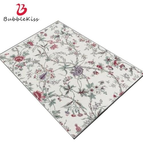 Bubble Kiss American Country Style Carpets Small Fresh Floral Pattern Area Rugs For Modern Living Room Soft Warm Bedside Carpet