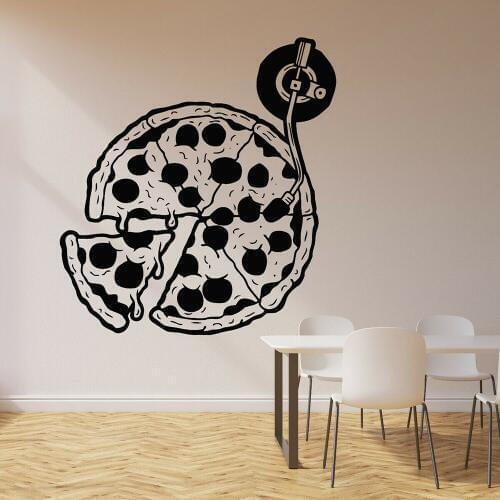 Kitchen Decor Vinyl Wall Decal Pizza Pizzeria Restaurant Vintage Records Art Stickers Wallpaper Home Decoration Dining Room P101
