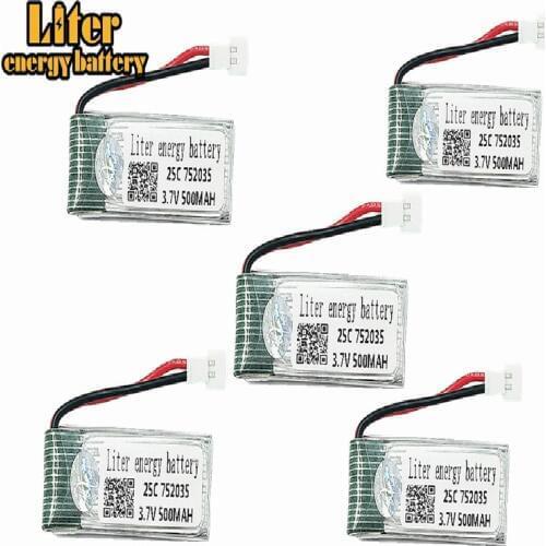 5Pcs Upgraded X4 H107 Ladybird RC Quadcopter 25C 3.7V 500mAh 752035 Lipo Battery 3.7 Lipo For Hubsan X4 H107