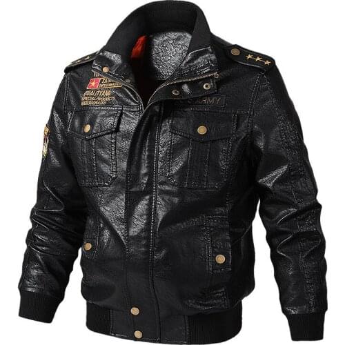 New stand collar men motorcycle PU leather jacket trend Plus Size 6XL Streetwear Bomber Outerwear zipper Many pockets Coats