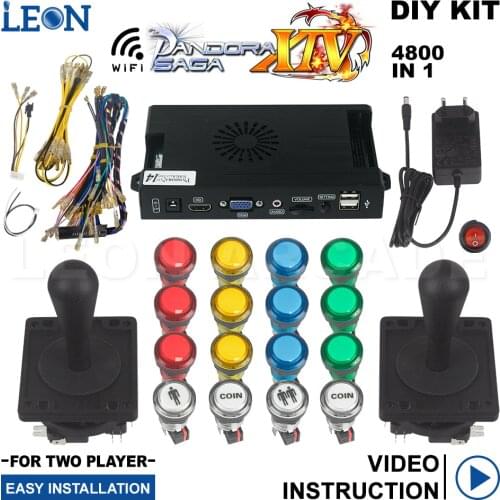 Kit Pandora Box Saga 14 Led Arcade Button game Illuminated American Arcade Joystick box pandora box 14 wifi jamma connector