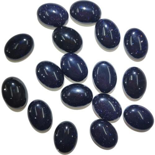 Natural Stone Blue Sand Stone Cabochon Beads Flat Back Oval No Hole Loose Beads For jewelry making DIY Ring Necklace accessories