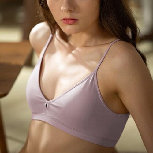 2020 New Sexy Teen Bra Vest Underwear Womens Triangle Cup Small Bra No Steel Ring Bra Thin Milk Mask 70-80ABC Cup