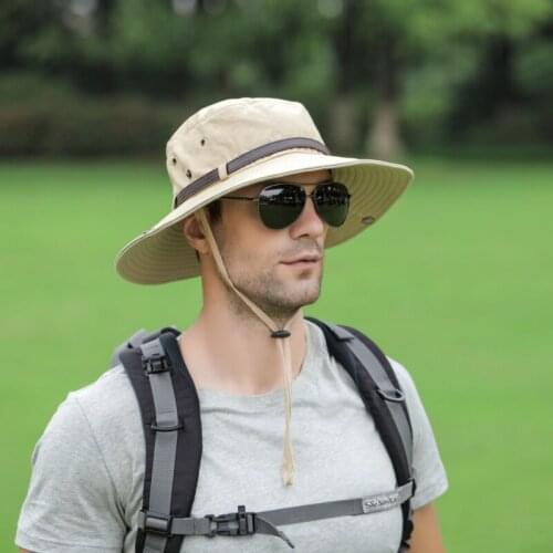 Outdoor Fishing Bucket Hat Hiking Camping Caps Summer Men UV Protection Breathable Foldable Beach Sun Hats Solid Color