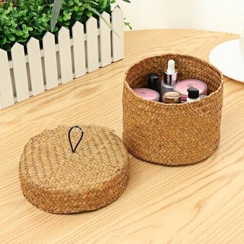 Handmade Bamboo Wicker Rattan Basket Organizer Storage Basket Home Sundries Storage Garden Flower Pot Planter Basket 12.5*8CM