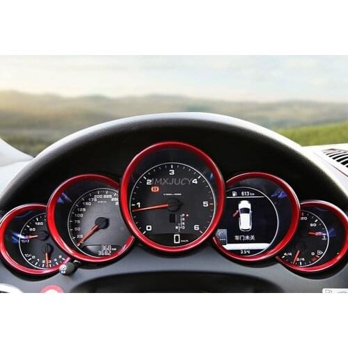 Fit for Porsche Macan 2014 2015 2016 2017 ABS Blue Red Silver Dashboard Ring Decor Cover Trim