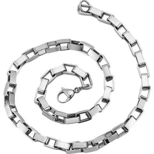 Simple Fashion Chains Necklaces Stainless Steel Square Box Shape Chain Sweater Chains Necklace For Women And Men Party Jewelry