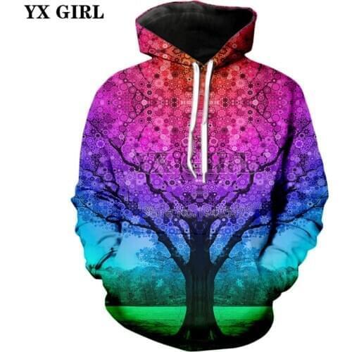 Drop shipping 2018 New style Fashion Mens Hoodie Star Tree 3d Print Hooded Sweatshirt Men Women Hipster pullover WZ-21