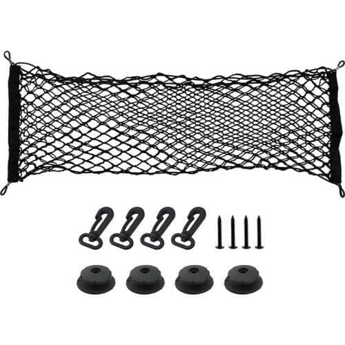 Adjustable 90x40 CM Universal Envelope Car Trunk Luggage Storage Cargo Net - Universal Stretchable Truck Net with 4 Hooks