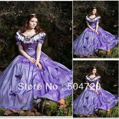 1860s Romantic Lila Civil War Southern Belle Ball Gown evening Dress/Victorian/Scarlett Lolita dress US6-26 V-332