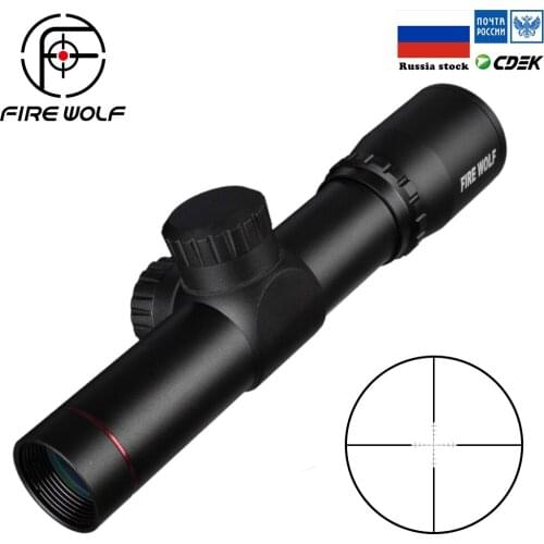 FIRE WOLF Tactical AK47 AK74 AR15 4.5x20 Mil-Dot Riflescope Hunting Red Illuminated Riflescope With Flip-open Lens Caps and Ring
