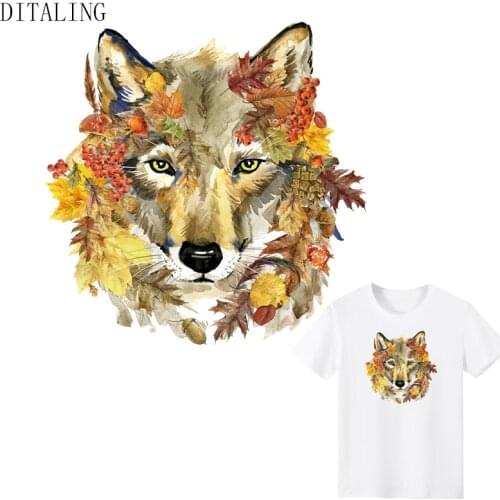 Animal Stickers On Clothing Iron On Transfers Patch DIY T-Shirt Washable Thermal Sticker Fashion Appliqued On Clothes Wolf Patch