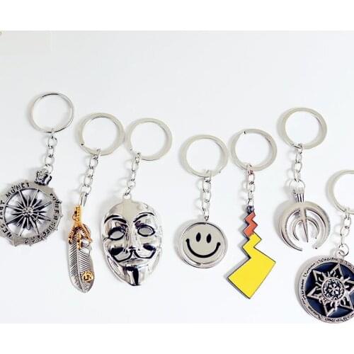 Trend Dark Black Style Keychain Couple Schoolbag Popular Cartoon Key Ring Accessories Mask Smiley Expression Small Pendant