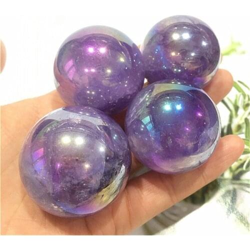 Aura Amethyst Ball Hand Carved Sphere Crystals Healing Stones For Home Decoration