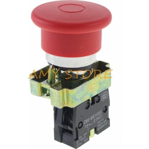 XB2BT42C Red Sign 40mm Mushroom Head Emergency Stop Push Pull NC Normally Closed Maintained Self Lock Push Button Switches
