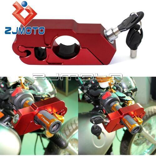 Motorcycle Security Lock Handlebar Grips Brake Lever Throttle Lock For ATV Scooter Anti Theft Grips Lock Red