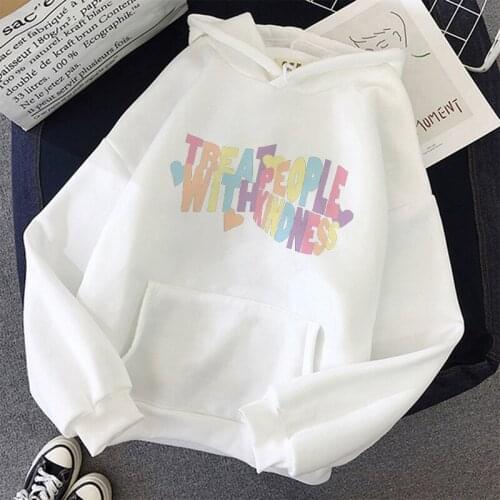 Treat People with Kindness Letter Print Womens Hoodie Casual Pullover Fall/Winter Street Sweatshirt Ladies Spring Hoodie women