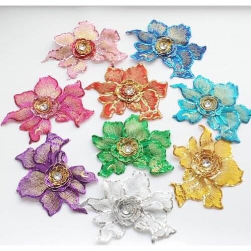 2Pcs Embroidery Three-Dimensional Glitter Flower Patches Accessories For Women Stage Performance Clothing Decoration