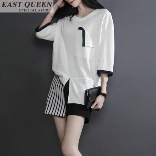 Summer striped tracksuit for women 2018 o-neck pullover elastic waist half sleeve and shorts office ladies fashion suits DD644 L