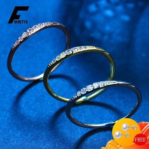 Trendy 925 Silver Jewelry Ring with Cubic Zirconia Gemstone Fashion Finger Rings for Women Wedding Engagement Party Accessories