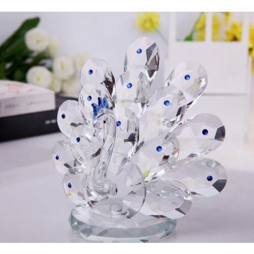 1 pcs Crystal Peacock Figurine Luxury Crystals Ornament Paperweight Home Decoration Collectible Animal Figurines DIY Craft Gift