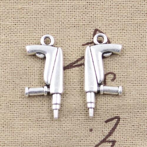 15pcs Charms Tools Electric Drill 26x12mm Antique Silver Color Pendants DIYCrafts Making Findings Handmade Tibetan Jewelry