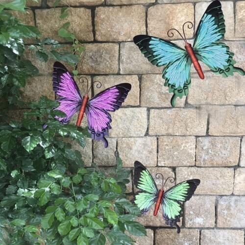3Pcs Iron Butterfly Wall Art Metal Unique Home Living Room Decoration 3D Butterfly Suit With Vivid Painting For Garden