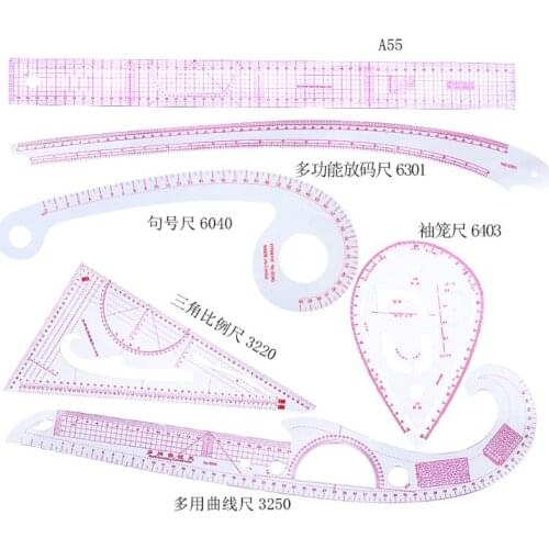 6pcs Practical Sewing French Curve Cutting Ruler Measure Dressmaking Tailor Drawing Craft Tools Set T3EC