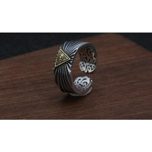 925 Sterling Silver eye of God mens Ring Rings Jewelry A5771