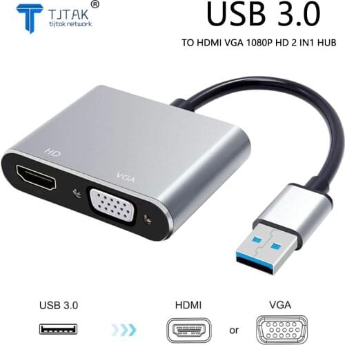 USB 3.0 To HDMI VGA Adapter HD 1080P Multi-Display Adapter 2 In1 USB to HDMI Converter Audio Video Cable For Computer HDTV Box