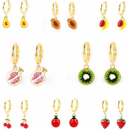 Aide 2021 Trend 925 Sterling Silver Huggie Earrings For Women Summer Fruits Loop Earrings Piercing Pendientes Party Girls Gift