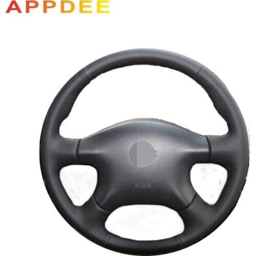 Appdee Black Genuine Leathe Steering Wheel Cover for Nissan Almera N16 Pathfinder Primera Paladin X-Trail XTrail 2001- 05 2006