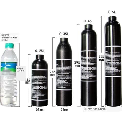 TOtrait PCP Paintball Airforce HPA Cylinder Air Bottle 0.25L/0.35L/0.45L/ Tank 300bar 4500psi M18*1.5 Thread 6061 Aluminum Alloy