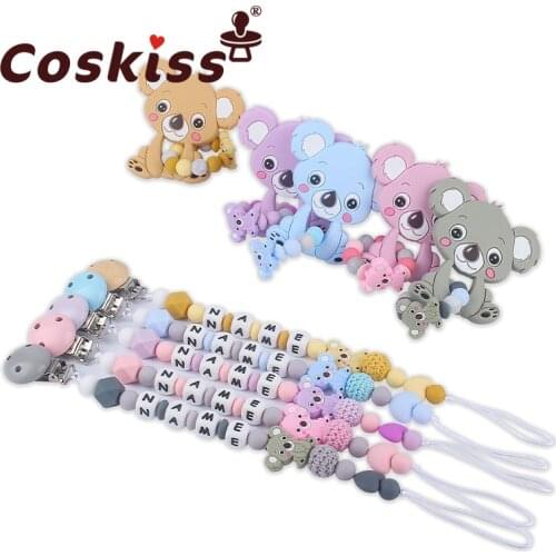 Coskiss Baby Teether Bracelet Food Grade Silicone Chews Nurse Gift Toys Koala Teething Necklace Pacifier Clip DIY BABY Custom