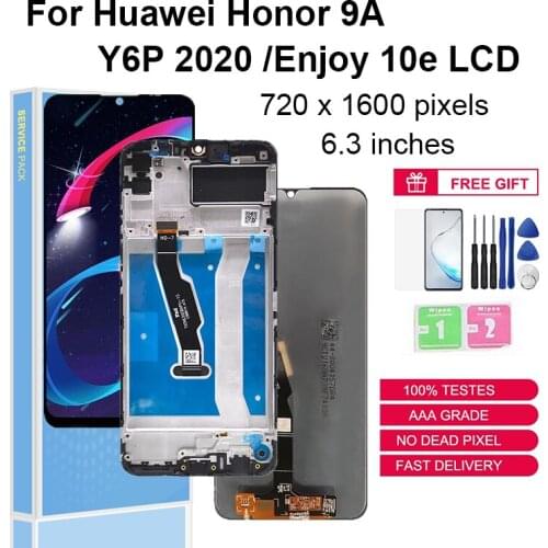 For Huawei Honor 9A LCD Display Touch Screen Digitizer Assembly Y6p 2020 LCD Replacement Parts HUAWEI Enjoy 10e LCD With Frame