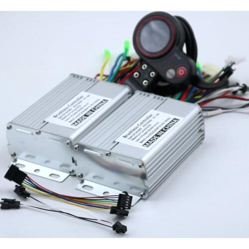 Dual drive 36/48/60V 800/1000W BLDC Electric scooter controller E-bike 2 pcs brushless speed driver and 1Pcs LCD Display one set