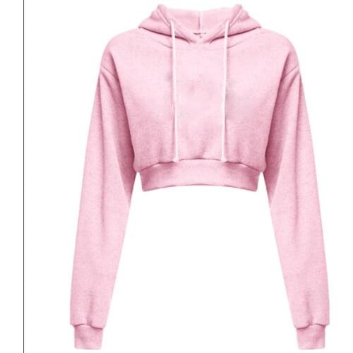 Spring/Autumn Casual Hoodie for Teen Girls Solid Short Long Sleeve Tops Loose Sexy Sportswear Female Tiktok hoodie Tracksuits