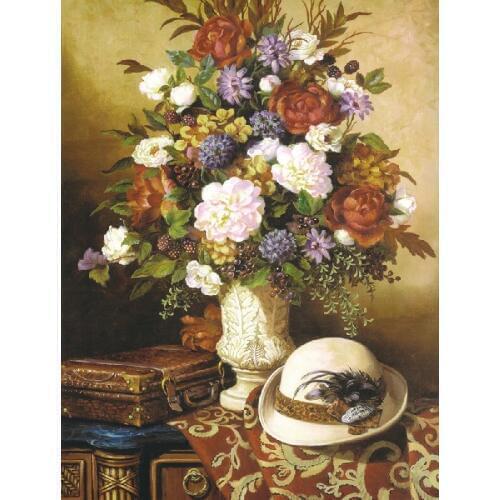 Prints art classical oil painting on canvas Home wall decor art picture Lady hat and flowers fine gift for grandmother