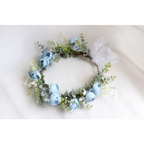Simulation Flower Wreath Headdress Artificial Silk Flower Decorative Flowers Wreath Wedding Bride Bridesmaid Headdress