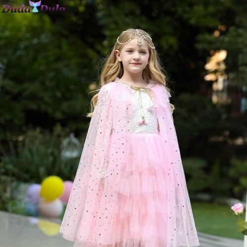 Christmas Girls Cloak Sequined Shawl Kids Dress Out Coat Birthday Party Rainbow Wrap Princess Carnival Costume Baby Girl Clothes