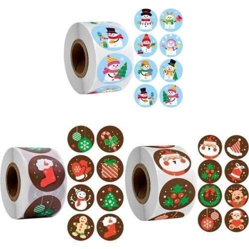 500pcs round cartoon snowman Merry Christmas Sticker thank you sticker seal labels gift party wedding decor scrapbook stationery