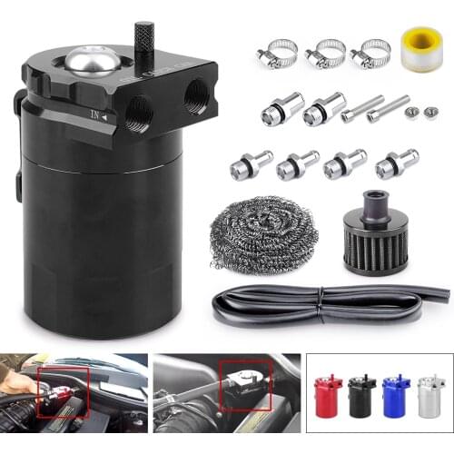 Oil Reservoir Fuel Tank 300ML Car Universal Baffled Aluminum Oil Catch Can Kit With Air Filter