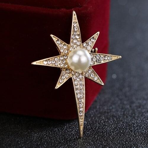 Fashion Brooches New Star Men and Women Boutonniere Pearl Badge Shirt Jacket Jewelry Accessories Alloy Clothes Brooch and Pin