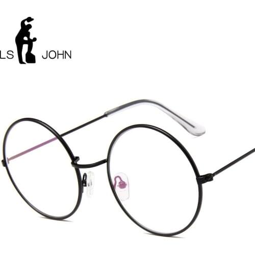 LS JOHN Classic Vintage Glasses Frame Round Lens Flat Myopia Optical Mirror Simple Metal Women/Men Glasses Frame