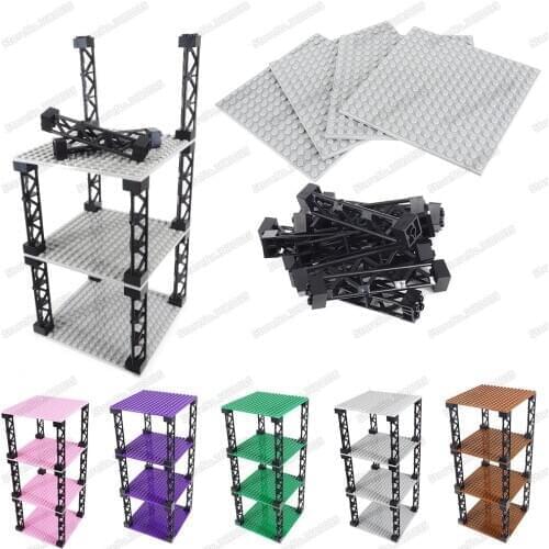 Bottom Plate Pillar 16x16 Dots Assemble Display Shelf Building Block Moc Military Figures Model Scenes Child Gift Christmas Toys