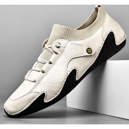 New Mens Casual Shoes Handmade Leather Mens Loafers Classic Moccasins Outdoor Breathable Non-slip Men Shoes Zapatillas Hombre