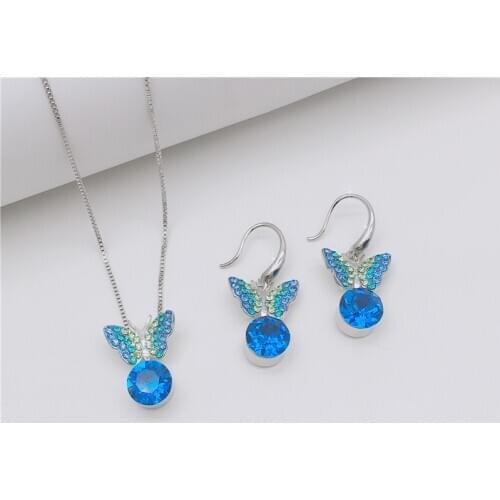 Ms Betti 2021 Butterfly Earrings And Pendant Necklace Set New Design Girls Gift For Women Wedding Party Jewelry