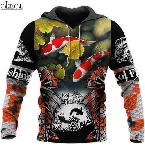 HX Newest Popular Koi Fishing 3D Print Men Women Hoodies Sweatshirt Streetwear Zip Pullover Casual Tracksuits Drop Shipping