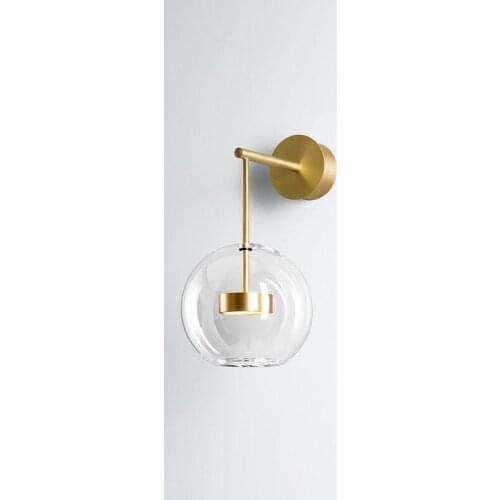 New Nordic Bubble Glass Ball Gold Led Wall Lamps Modern Hotel Corridor Bedroom Room Creative Wall Light Bedroom Bedside Light